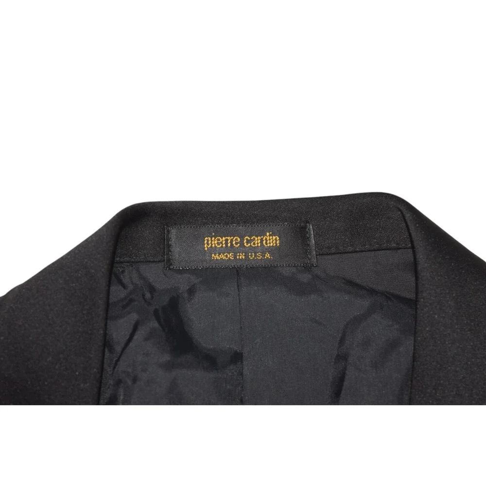 Pierre Cardin Mens 40 XL Black Tuxedo Jacket Double Breasted Wool Blazer Coat